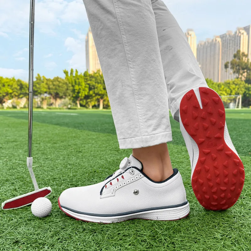 New Golf Shoes Men Professional Golfers Sneakers Breathable Male Lightweight for Golfing Footwear White Red Walking Boots