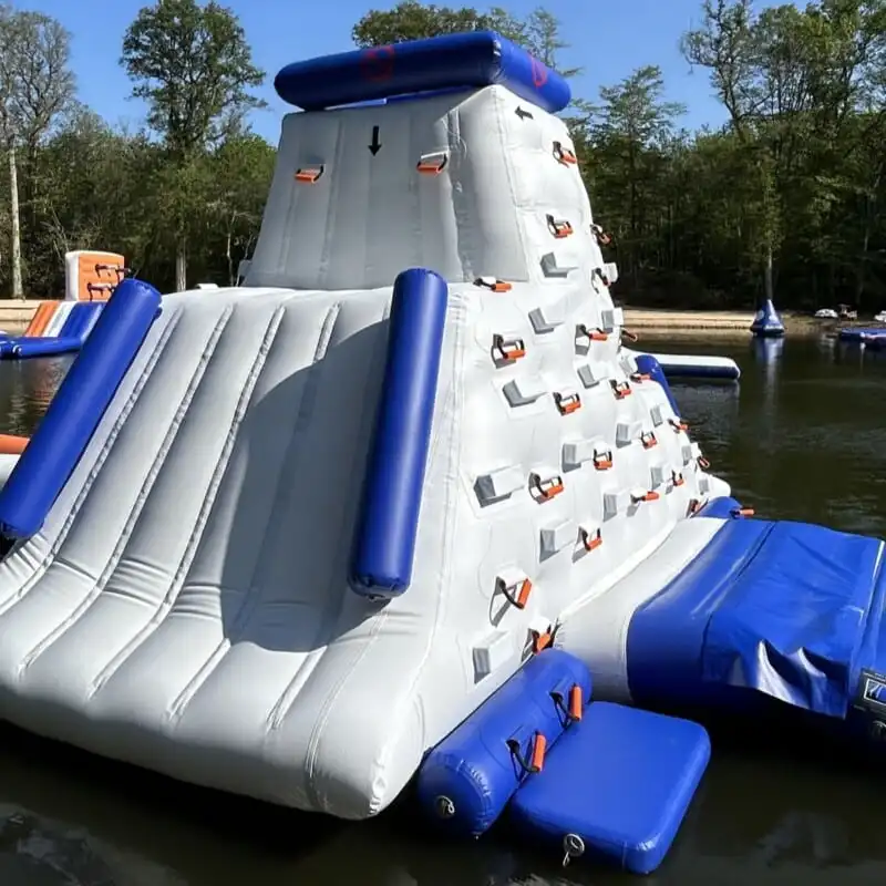 Giant Inflatable Water Climbing Wall with Slide - Commercial Grade Floating Aqua Park Obstacle for Lakes & Resortspromote sales