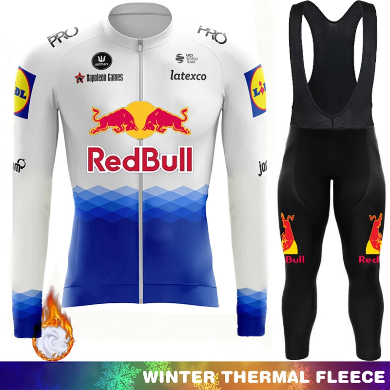 

Red Bull Winter Thermal Fleece Cycling Clothing Jackets Jersey Men Men's Pants Road Bicycle 2026 Uniform Man Outfit Bib Bike Mtb