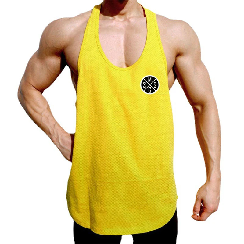 Deep U-neck Sleeveless Running Vests Men's Quick-drying Mesh Breathable Stringer Vest Arc Hem Sports Shirt Gym Sports Vest