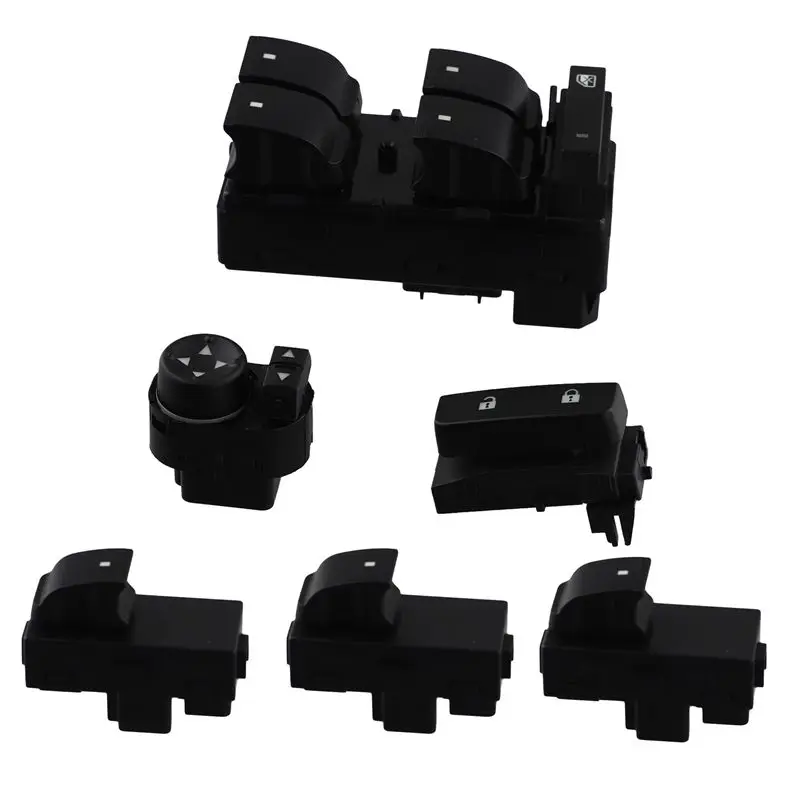 

6Pcs/Set Front Left Right Power Window Lifter Button Door Lock Mirror Control Switch For Chevy Silverado GMC Sierra