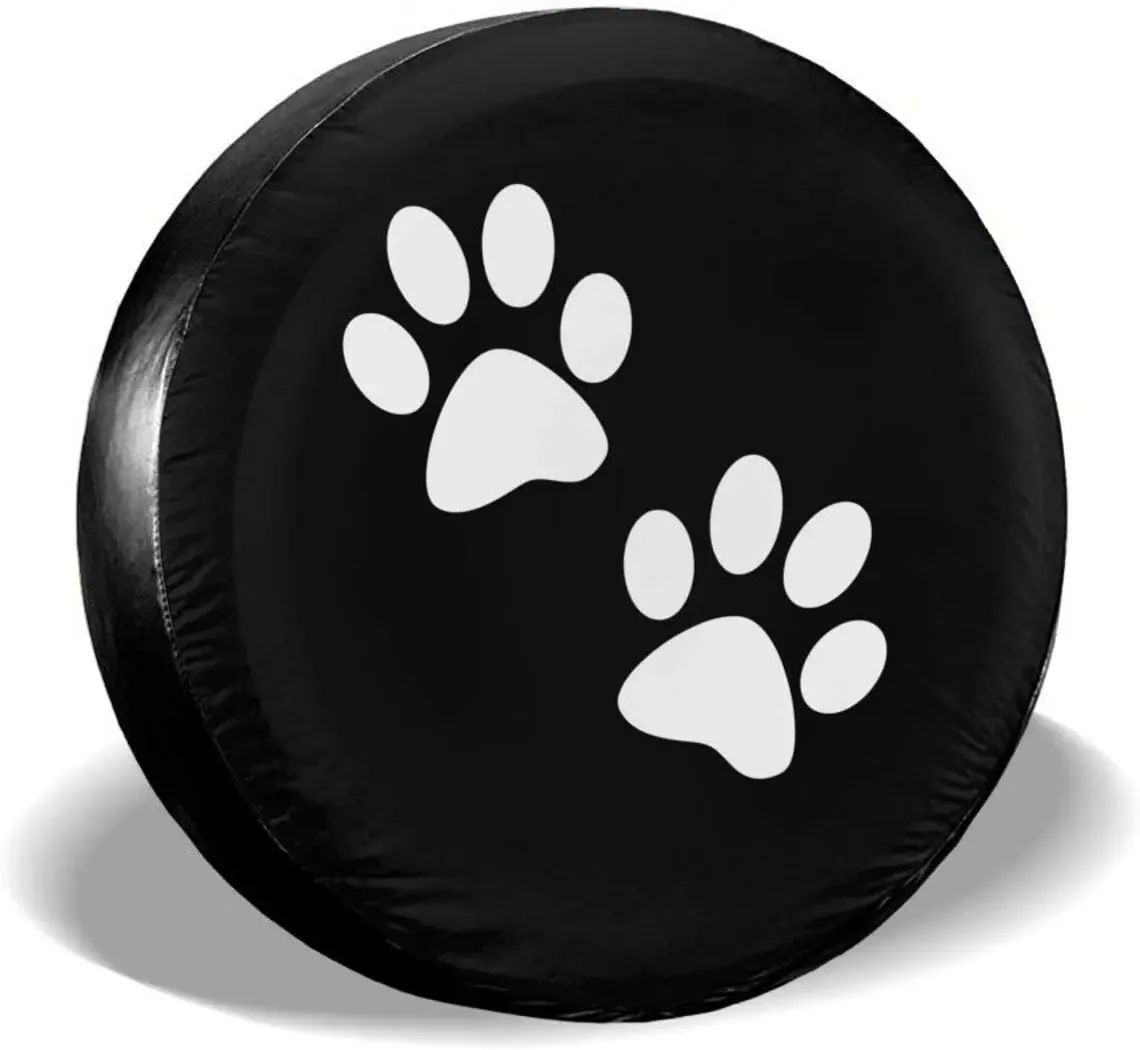 Paw Print Spare Tire Cover Waterproof Dust-Proof UV Sun Wheel Tire Cover Fit for,Trailer, RV, SUV and Many Vehicle 15 Inch