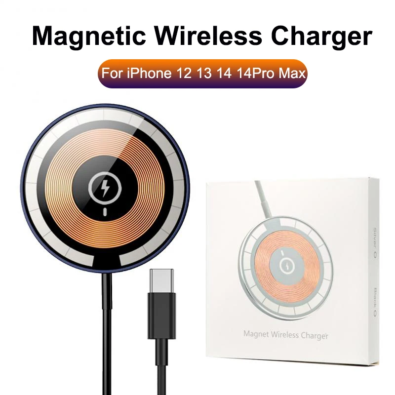 

15W Magnetic Wireless For iPhone 14 14Plus 14Pro Max Macsafe Charging Clear Glass For iPhone 12 13Pro Max 13 13Pro 13mini 12Pro