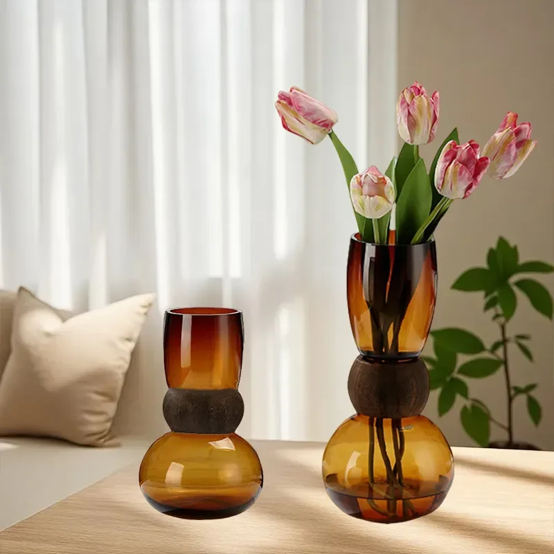 for Creative Design Light Luxury Glass Vase for Model Room Sales Office Dried Flowers Hydroponic Dining Table Coffee Table