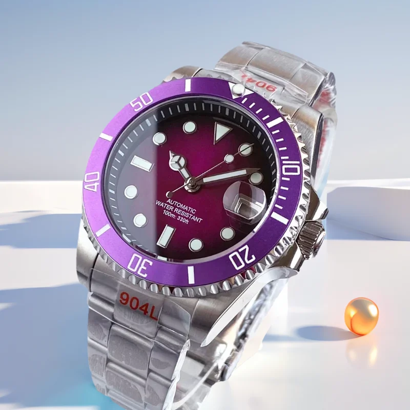 40mm Tandorio Mechanical purple Watch for Men Japan NH35A Movement 20bar High end men wristwatches 120clicks Bezel
