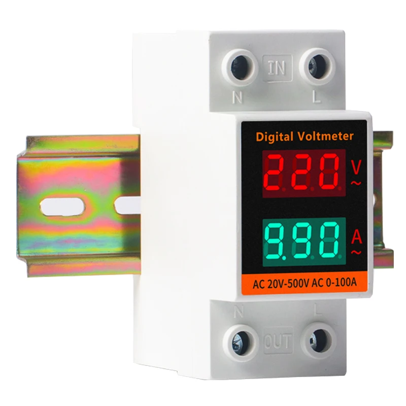 

AC ammeter voltmeter digital display 220V 380V double display combined ammeter rail type single-phase digital