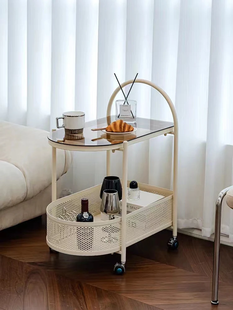 

Simple Coffee Table Tea Table Nordic Living Room Movable Sofa Side Table Home Furniture Small Cart Double Bedhead Table Storage