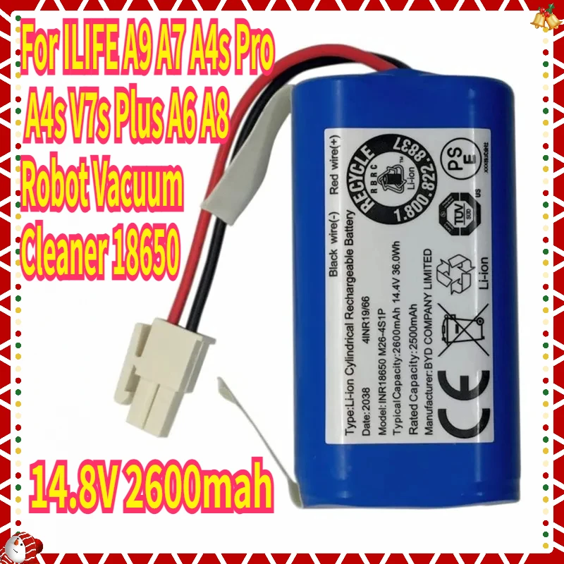 14.8V 2600mah PX-B020 Battery Power Pack for ILIFE A9 A7 A4s Pro A4s V7s Plus A6 A8 Robot Vacuum Cleaner 18650 Battery