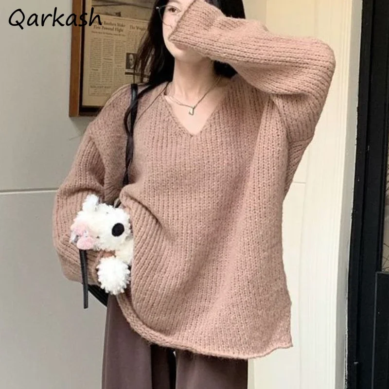 

Pullovers Women Hollow Out Sweaters Loose Streetwear Winter Clothes Solid Lazy Style Temper Girl Harajuku Soft Daily 2023