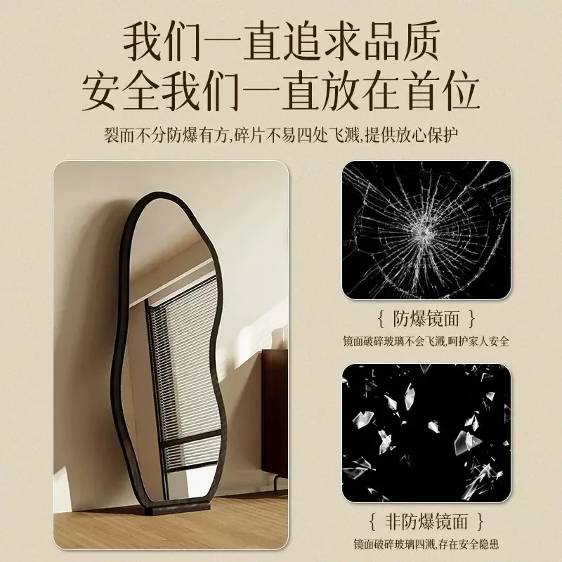 for Medieval Full Body Mirror Household Floor to Ceiling Retro Special Shaped Wall Mounted Light Luxury Full Length Girls