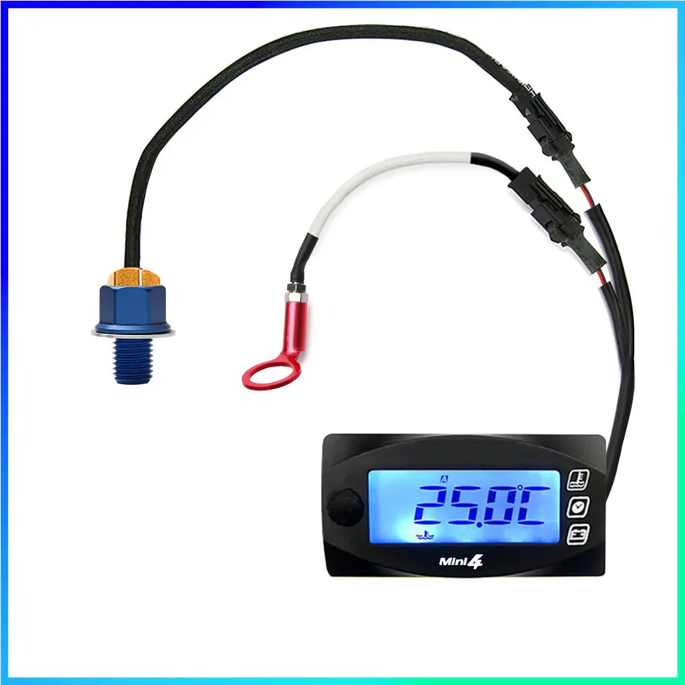 Koso Motorcycle MINI 4 DUAL TEMP METER Cylinder Temperature Oil Temperature Sensor Voltage Time Square Gauge
