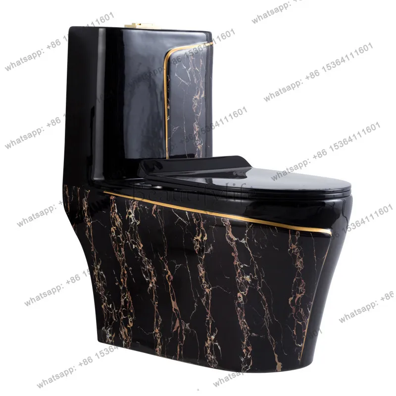 Light luxury European color toilet siphon pumping black personality creative toilet household