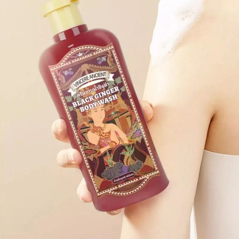 400ml Authentic Thai Black Ginger Shower Gel, Vincere Nourishing & Invigorating Body Wash, Deep Moisturizing & Softening