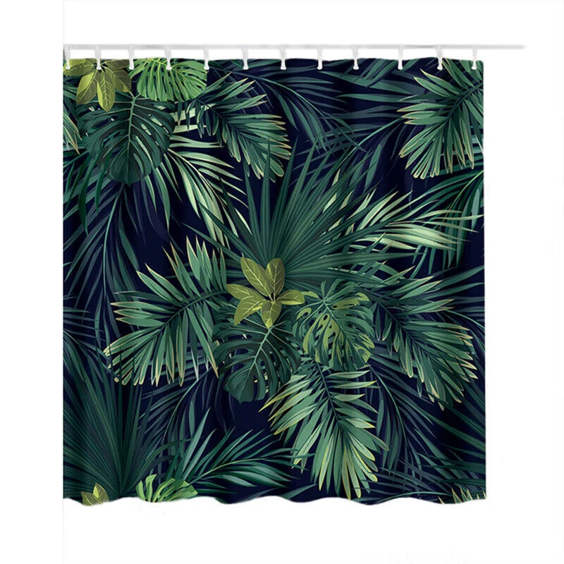 1.8M Bathroom Shower Curtain Banana Leaf Modern Waterproof Mildewproof Curtain