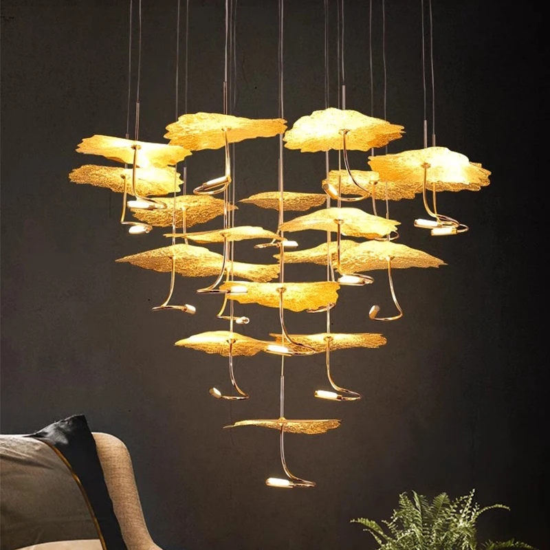 

Nordic Lotus Leaf LED Chandelier Hotel Coffee Shop Living Room Bedroom Pendant Lights Modern Home Interior Decoration ligting