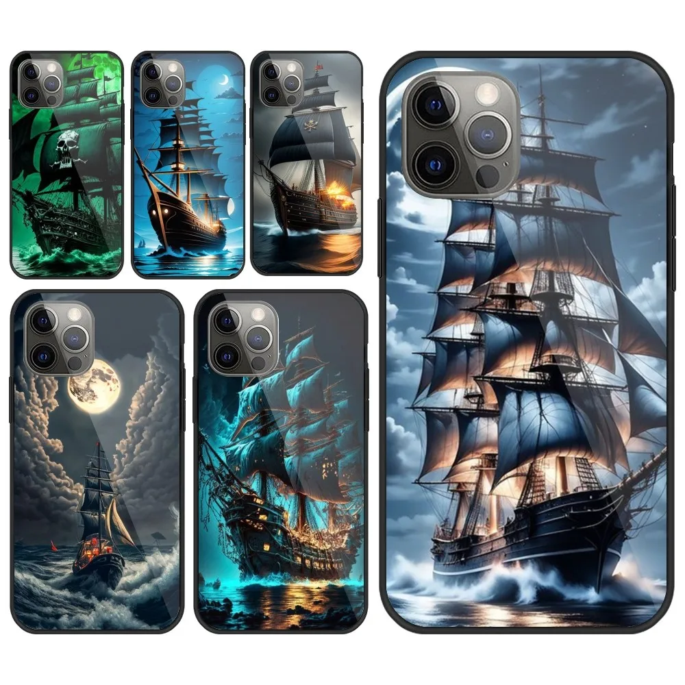 Pirate Corsair Mobile Cell Phone Case for iPhone 15 14 13 12 11 XS X 8 7 6 Plus Mini Pro Max SE 2022 PC Glass Phone Cover Funda