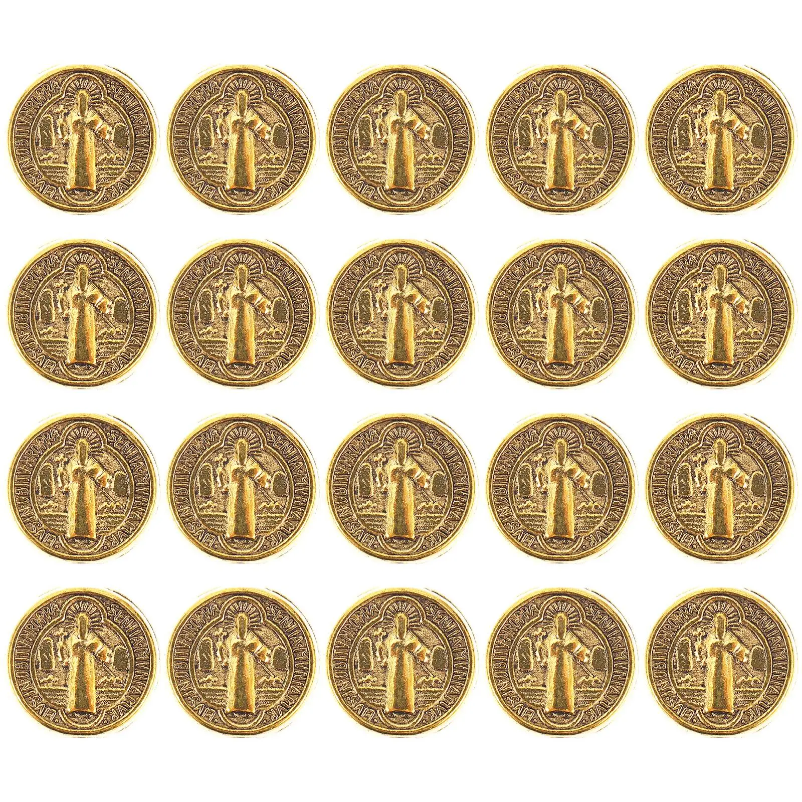 

100pcs Cross Pendant Beads Religious Necklace Bracelet DIY Crafts Gold Color Round crucifix jewelry beads bracelet necklace