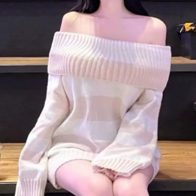 

Loose Long Sve Knitted Sweater Women's Korean Sle Faion Design Autumn Winter Comfortable Casual V-Ne Top