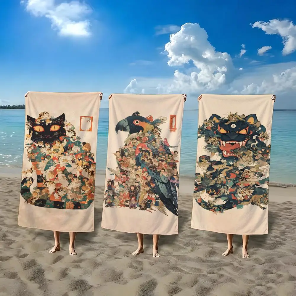 Japanese Ukiyo Fusion Art Towel ultra-fine fiber quick drying absorbent bath towel, outdoor swimming sports towel