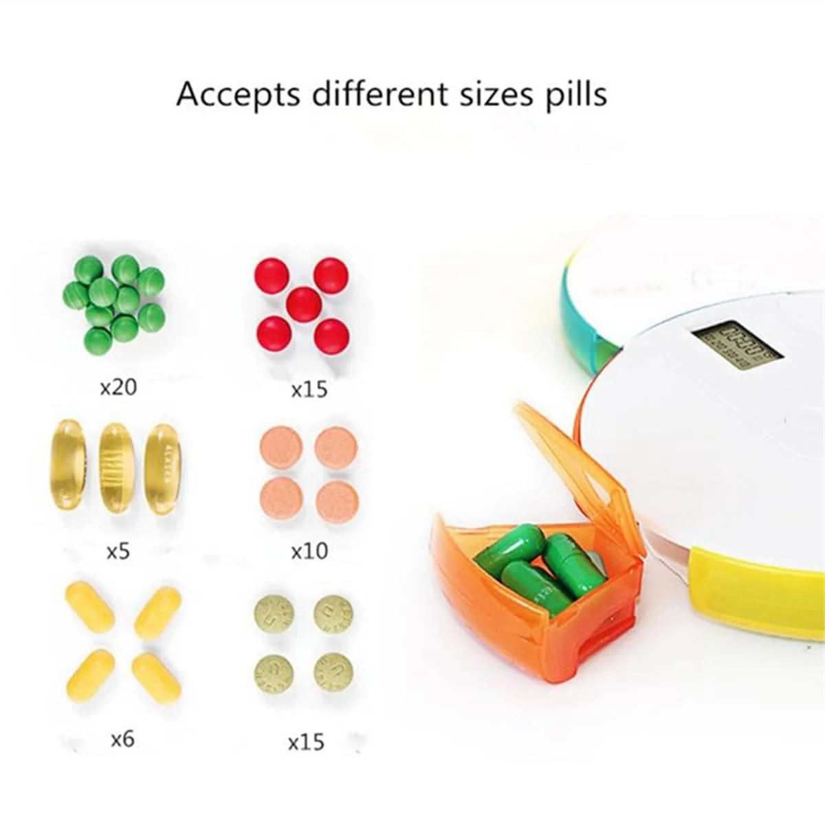 7-Day Automatic Pill Dispenser Weekly Smart Timing Pill Reminder for with Alarm,Portable Electronic Medication Organizer