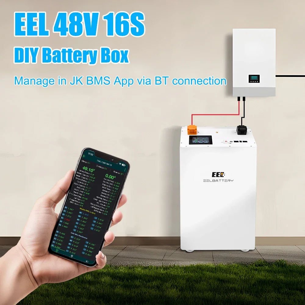 JK Vertical Battery Box Fuse + 4.3 Inch LCDwith 200A JiKong Inverter BMS And For 280 314 Ah 320Ah Cell For ESS Solar System