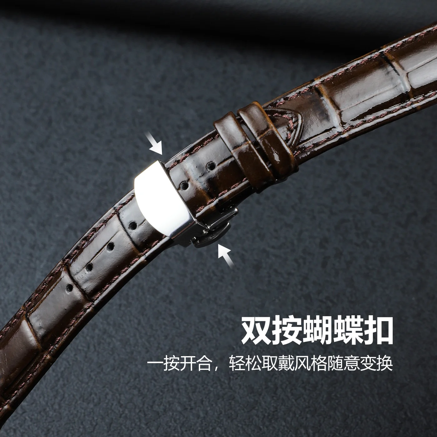 حزام ساعة جلدي مع مشبك فراشة من الفولاذ المقاوم للصدأ لساعة اليد تيسو 1853 T035 للنساء T035210a T035207a 18 مللي متر #4