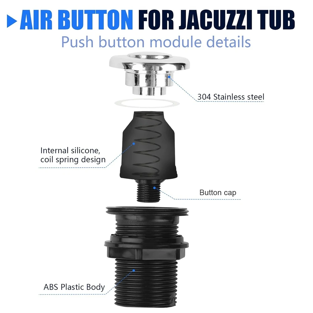 BHBL 16A on Off Air Push Button Switch for -Jetted Bath Tub Spa & Garbage Disposal, Black