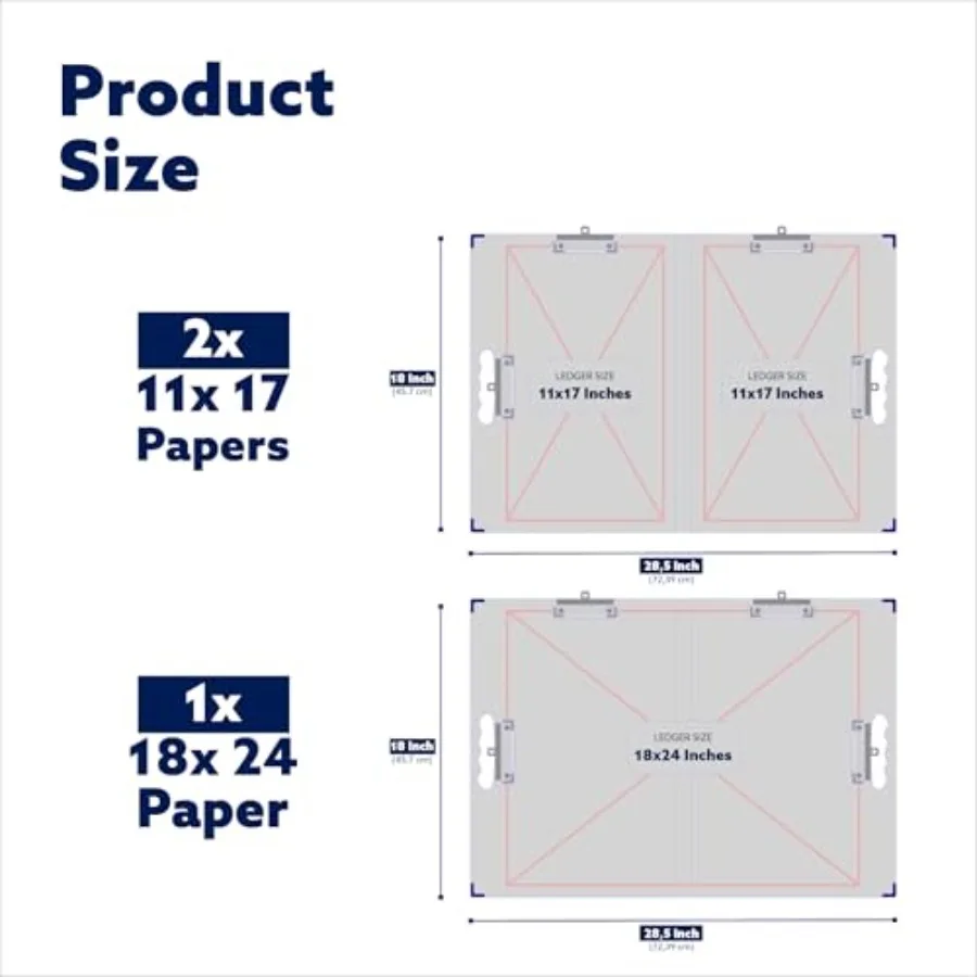 Portapapeles de 18x24 para artistas y arquitectos: carpeta de archivos plegable y tablero de dibujo con 4 clips y protectores de esquinas, pliegues