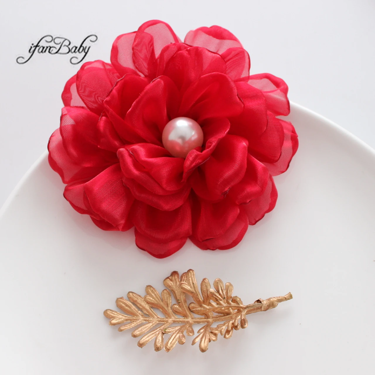 

Pearl Camellia Burnt Rose Fabric Flowers Craft Floral Patches for Hair Clothes Brooch Accessories Hairpin Hair Flower