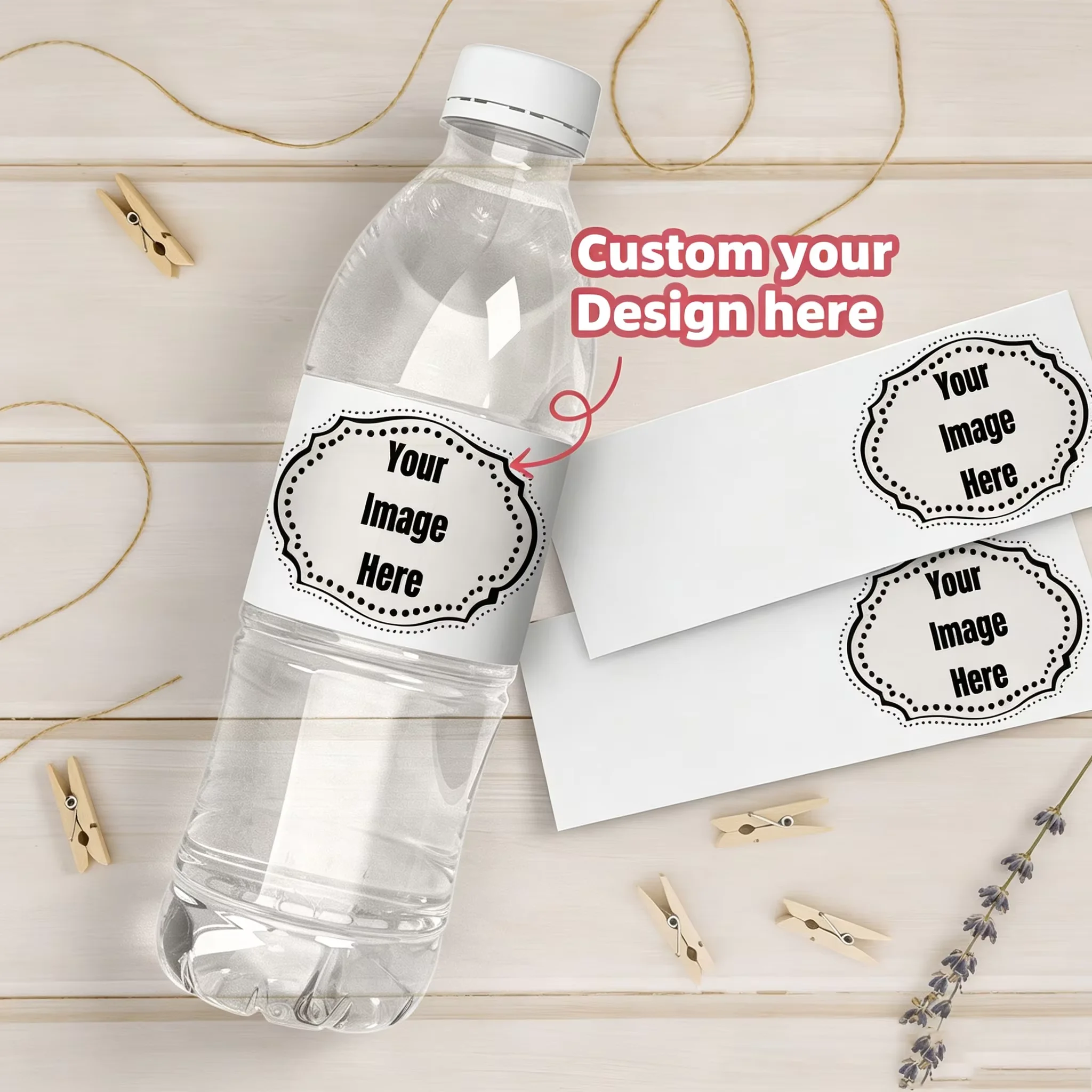 1-60Pcs Custom Water Bottle Stickers, Personalized Photo Text Labels for Family, Wedding,Birthday,Anniversary,Christmas Decor
