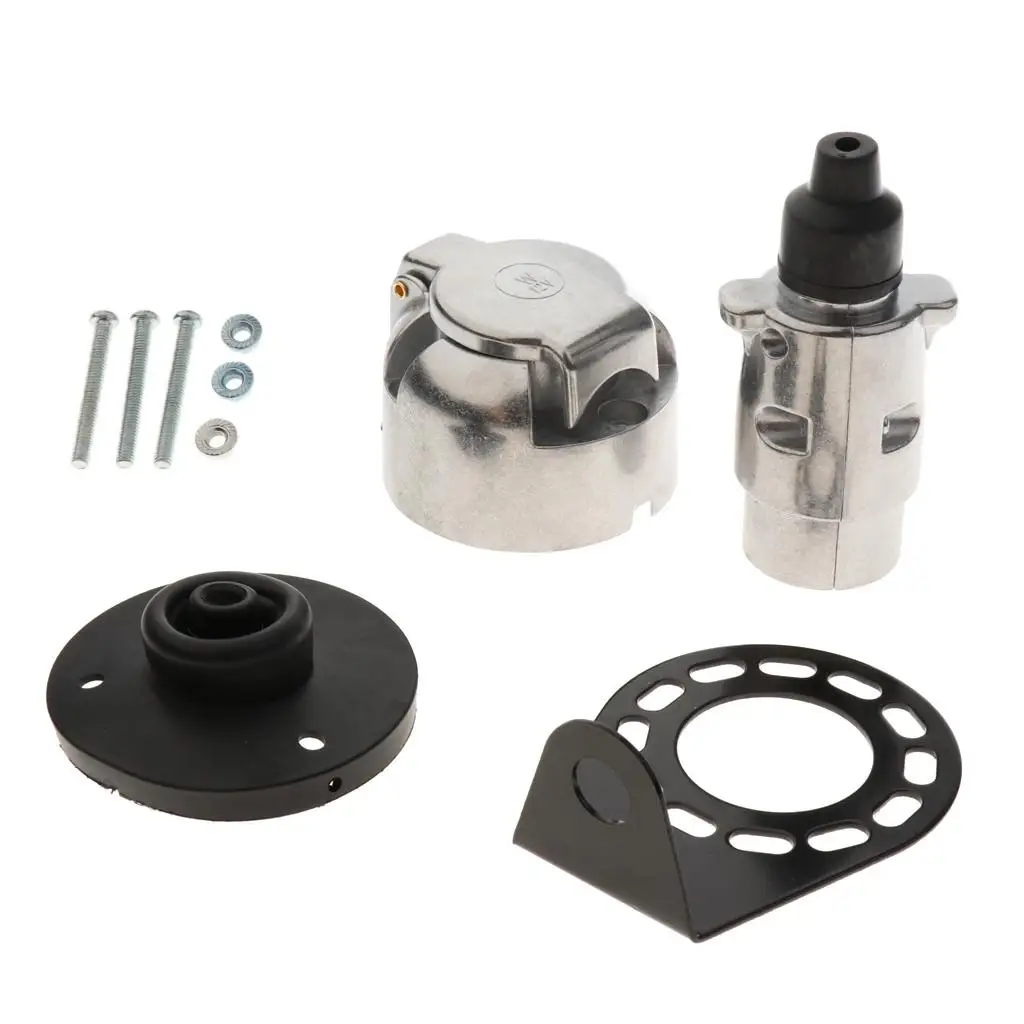 Universal 7 Pin Trailer Plug Adapter Socket Set High Quality Metal Plastic for Caravan and Trailer Light Wiring Kit