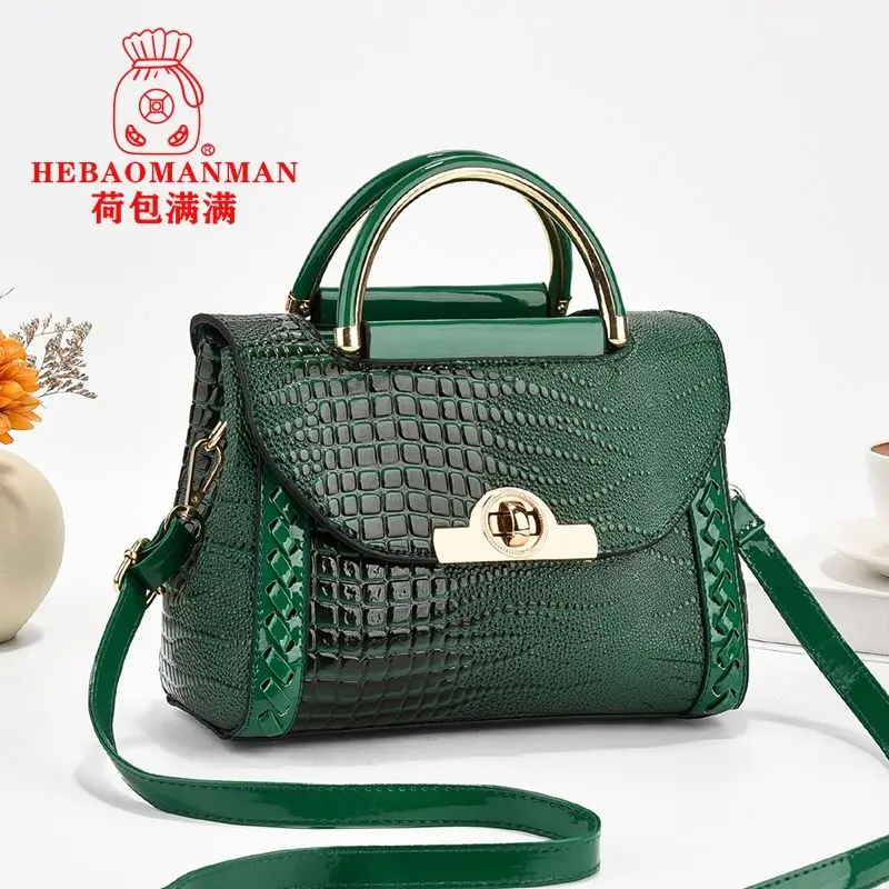 

2024 New Retro Crocodile Handbag Embossed Solid Color Fashion All-in-one Single Shoulder Crossbody Women's Small Square Bag