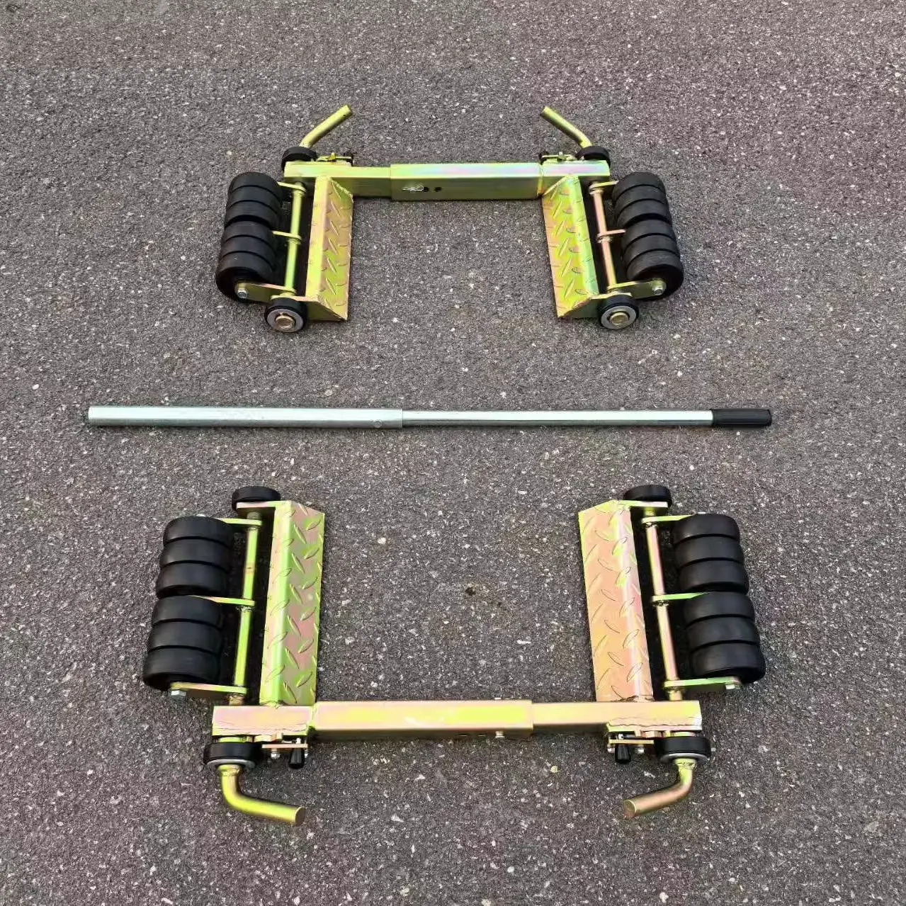 New Yellow High Carbon Steel Wheel Dolly-12 Wheels Rescue Tow Service Anti-Slip Pattern Board Vehicle Mover Tool Auto Repair Car
