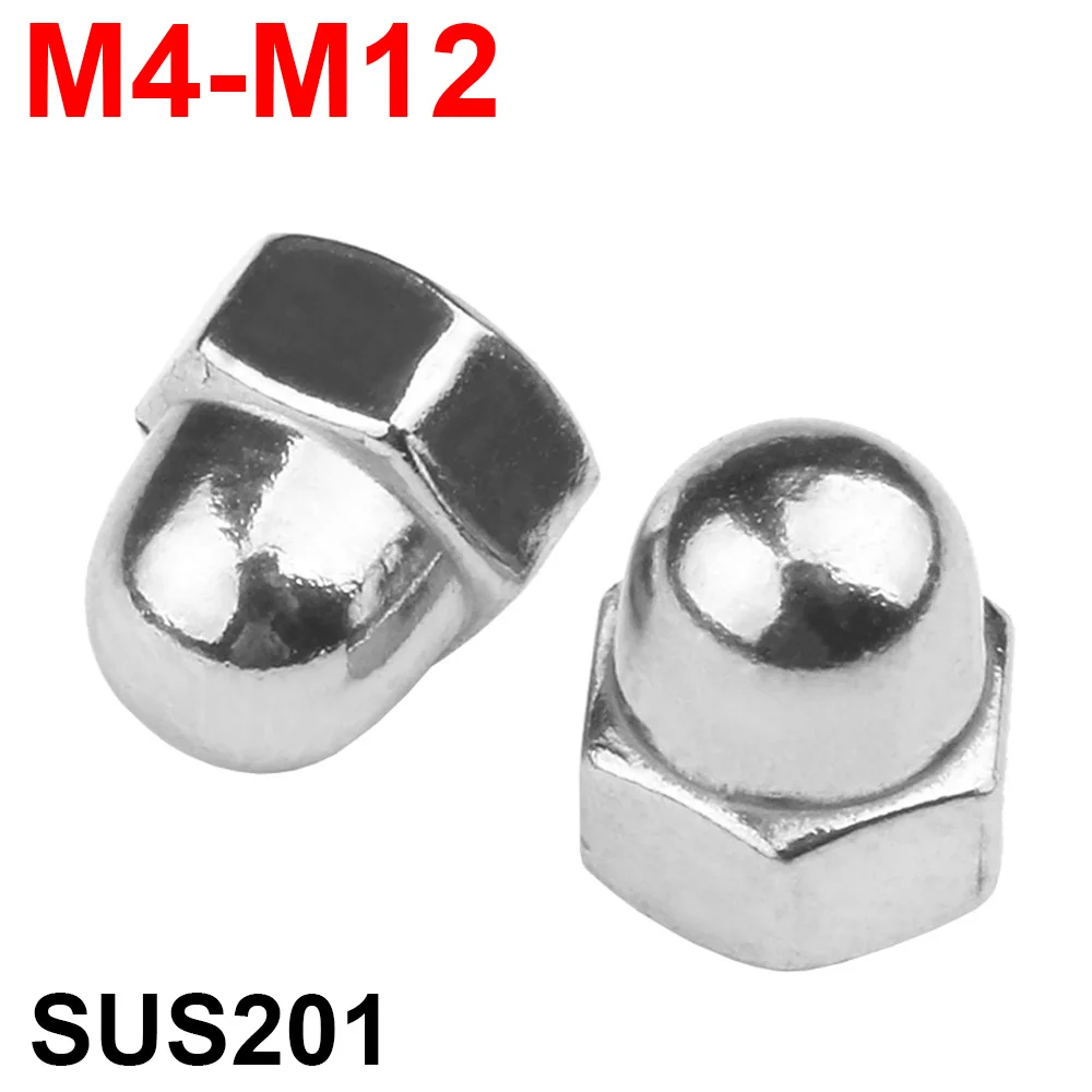 

201 Stainless Steel Hex Hexagon Acorn Nut Cap Nut Domed Nuts Decorative Cover Semi Dome Nut For M4 M5 M6 M8 M10 M12 Screw Bolts