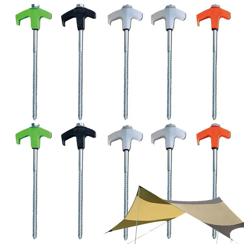 

Ground Anchors Screw In 10PCS Glow Tent Pegs Camping Non-rust Ground Stakes 8inch Tent Pegs Camping Stakes Drill In Tent Stakes