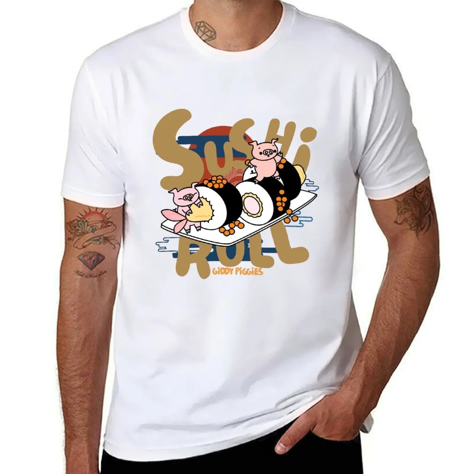 Giddy Piggies Shrimp Tempura Sushi Roll camiseta hombre camiseta hombre camiseta verano