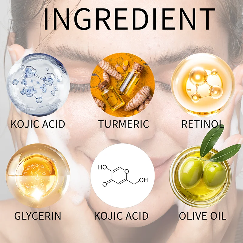 100 جرام من صابون الكركم وحمض الكوجيك لتبييض البقع الداكنة والترطيب العميق والتحكم في الزيت وغسول الجسم بالزنجبيل