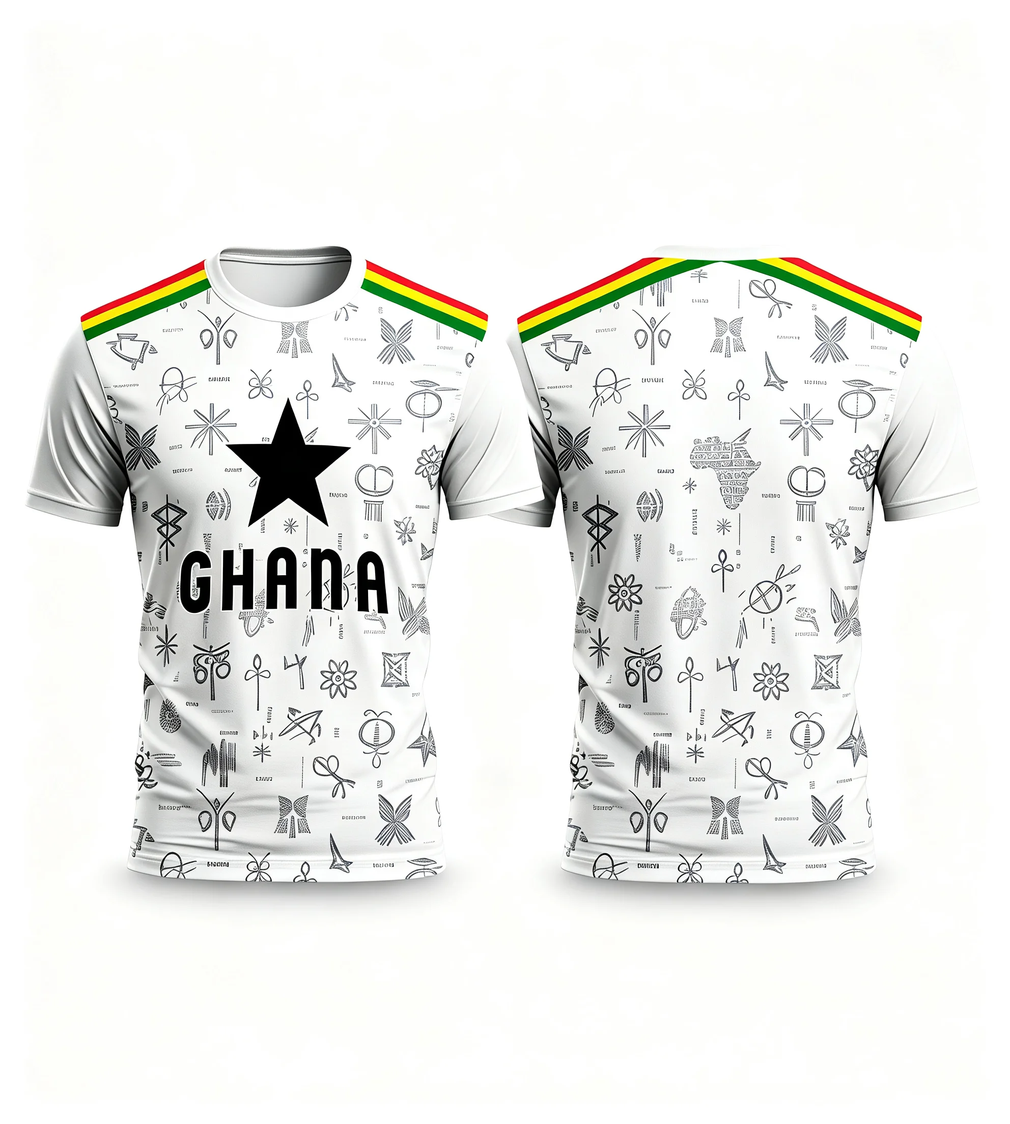 Ghanaian football fan jersey, comfortable and breathable, suitable for all seasons, casual sportswear, unisex football jersey.