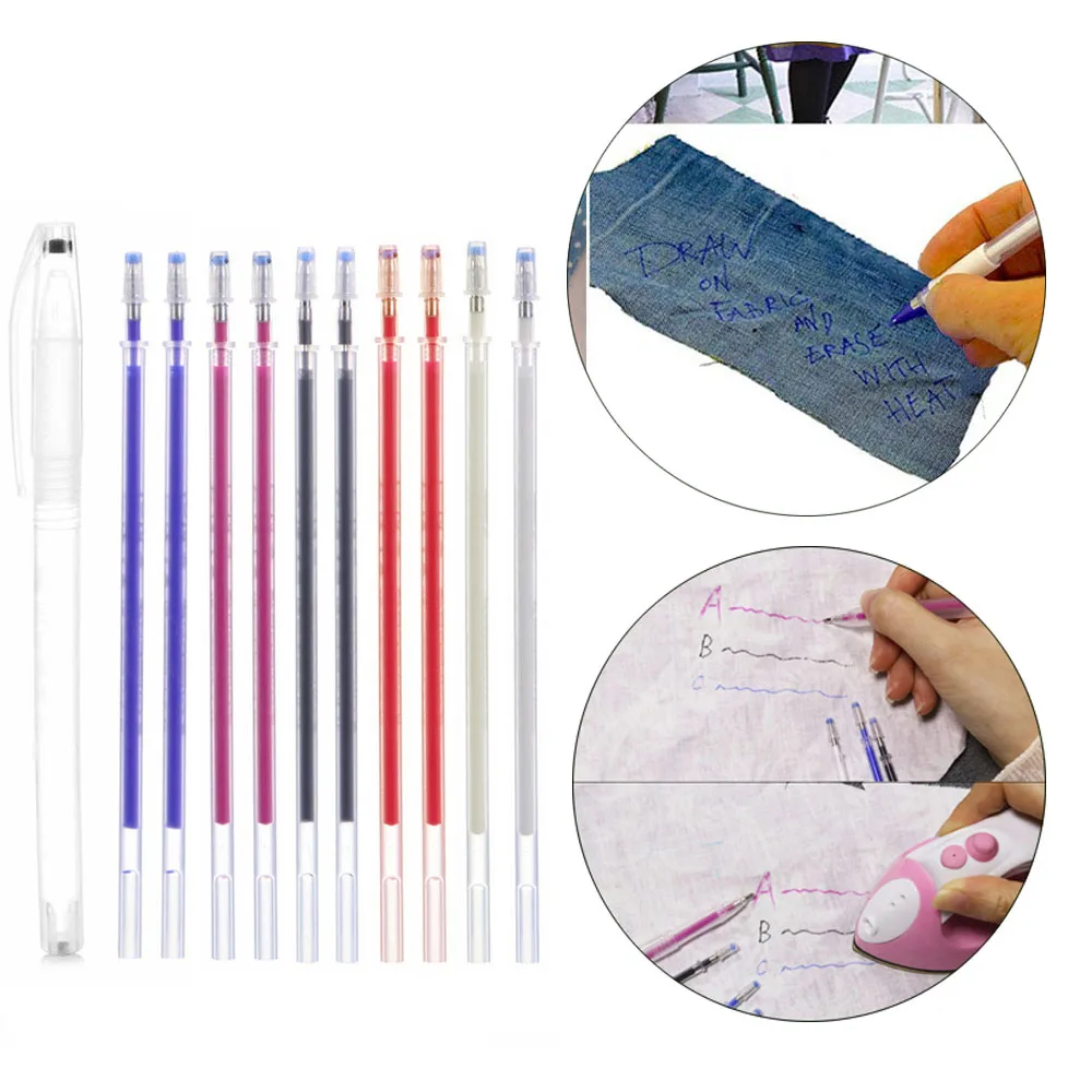 

For DIY Patchwork High Temperature Disappearing Drawing Lines Heat Erase Pen Refills Fabric Marker Mark disappearing pen