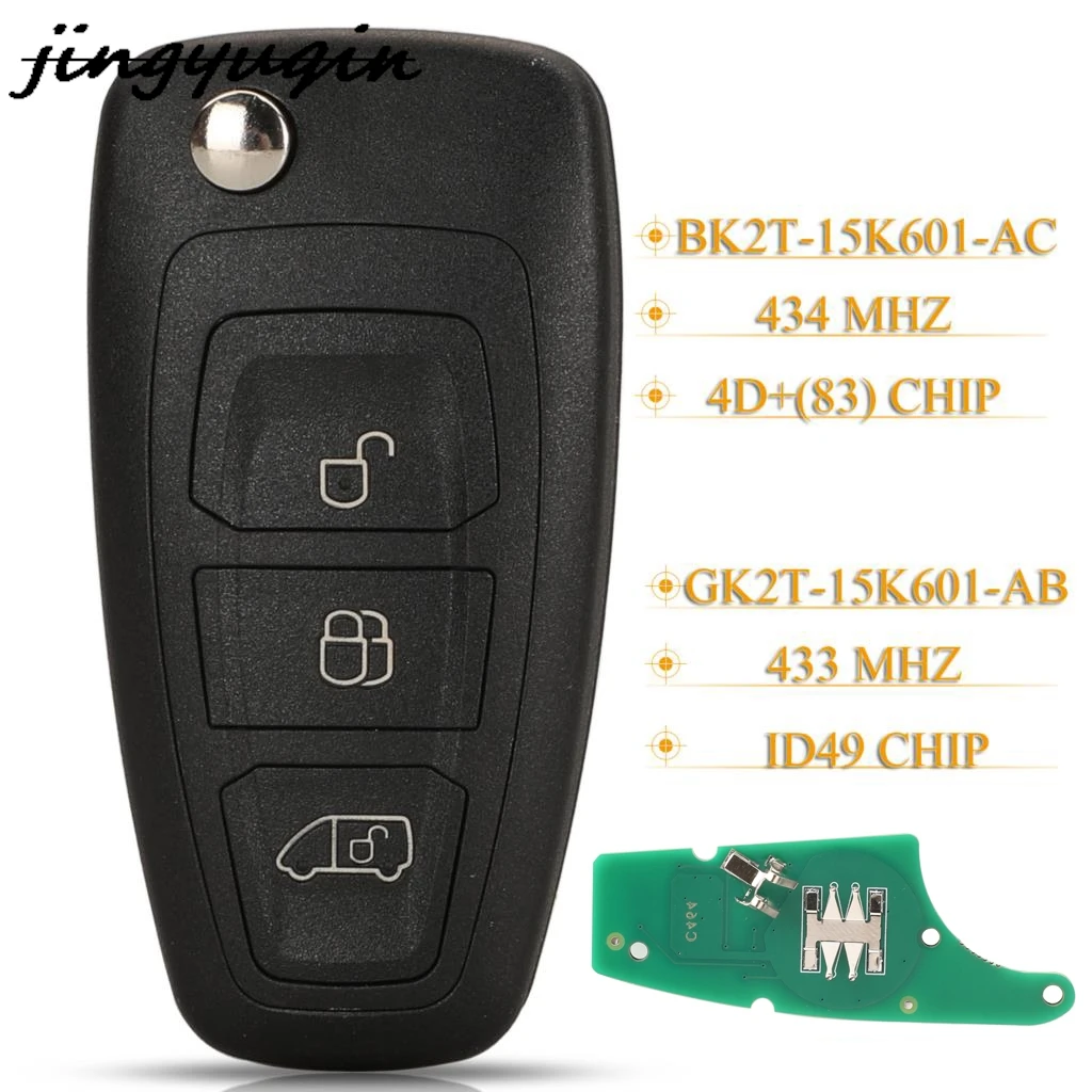 jingyuqin No Original Car Key For Ford Transit Tourneo Remote GK2T-15K601-AB BK2T-15K601-AC 434/433 MHz Id49/4D83 Chip