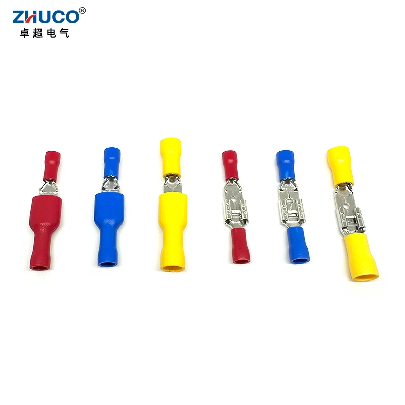 100pcs FDD1.25-250 6.35mm Red Insulated Female Crimp Spade Terminal Electrical Brass Wire Connector Faston Cable 22-16 AWG