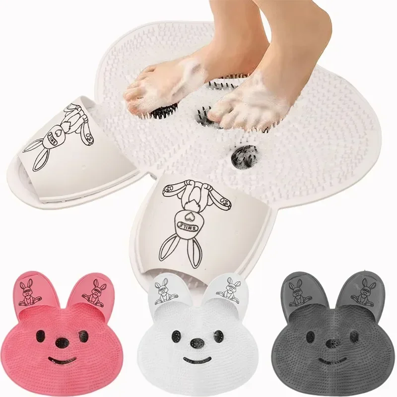 Bathroom Anti-slip Foot Rubbing Silicone Rub Back Brush with Sucker Portable Massage Foot Exfoliating Brush Pad Home Shower Mat