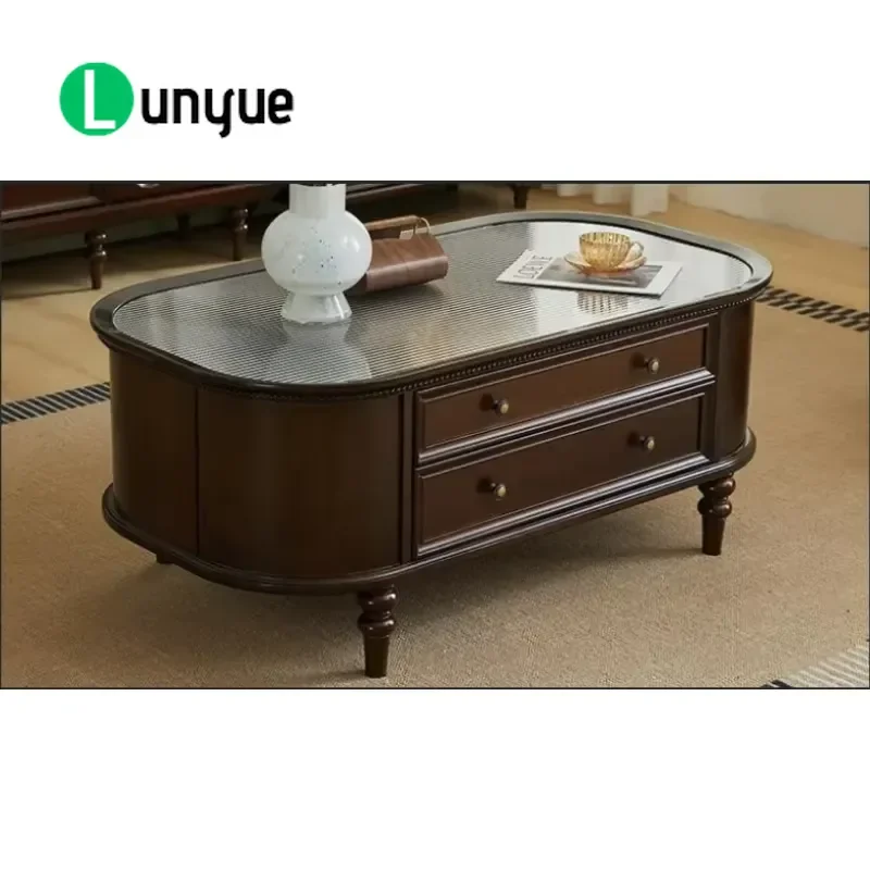 Vintage Classic Solid Wood Coffee Table Computer Desk with Rosewood Drawer Locker Antique Luxury Living Room Furniture
