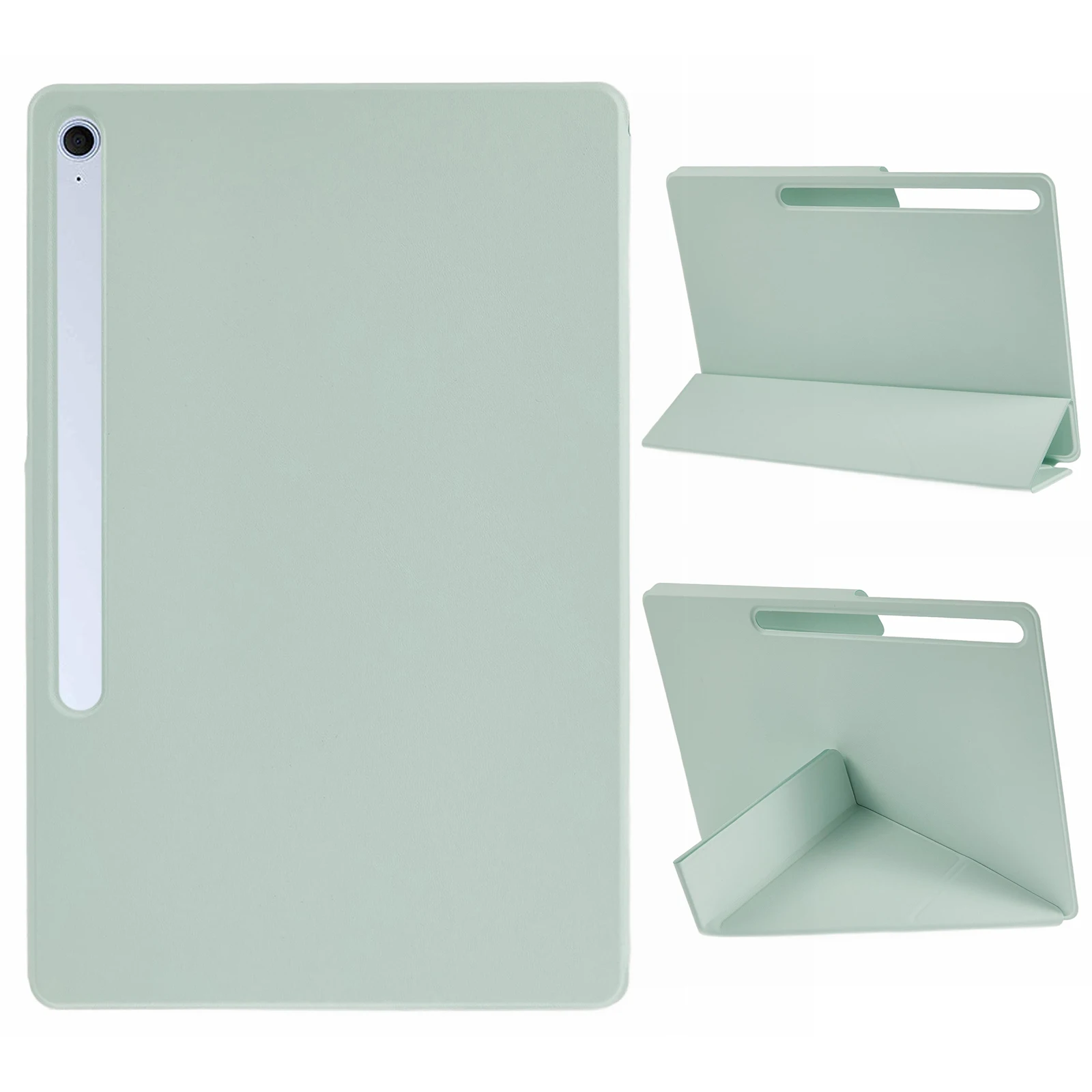 

Чехол для Samsung Galaxy Tab S10 FE + ПК + подставка для оригами из искусственной кожи, магнитный чехол для планшета - светло-зеленый