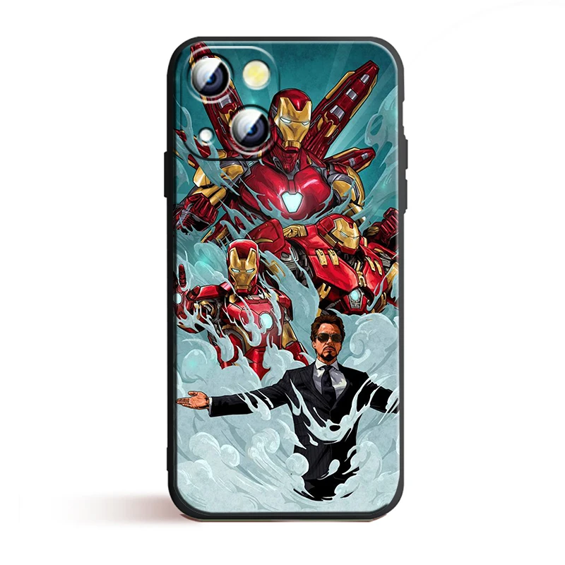 Marvel Stark Iron Man Apple iPhone Case For 15 14 13 12 11 Mini XS XR X 6S 6 Pro Max Plus Black Soft Cover