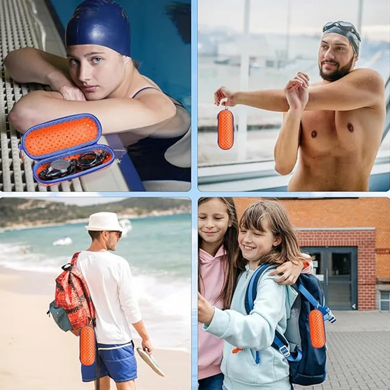 EVA Swimming Goggles Storage Box with Clip &amp Drain Holes Goggles Protective Case Breathable for Men Women Kids image 6