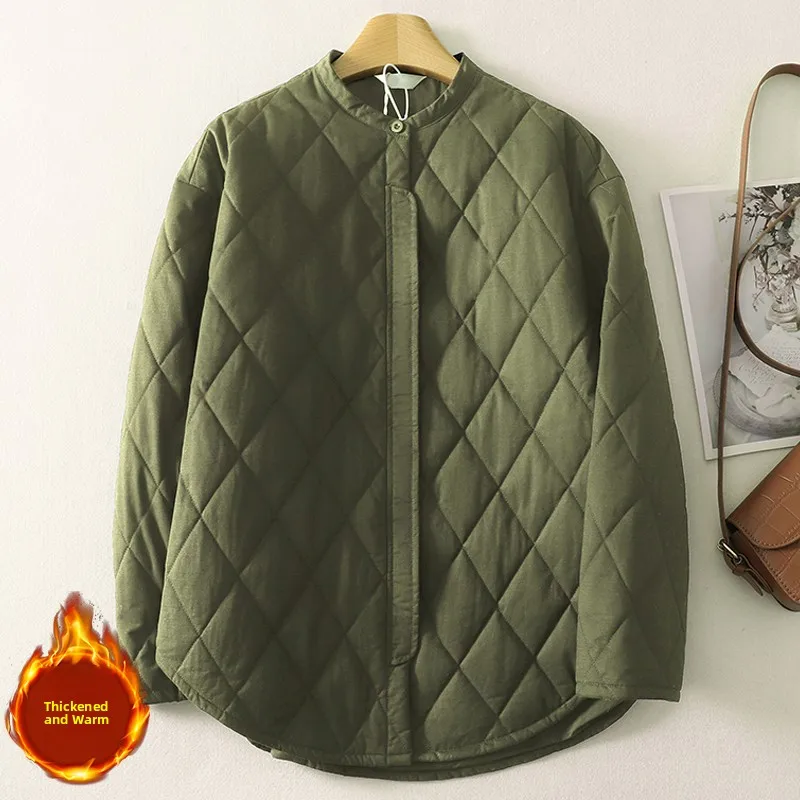 

Lightweight Cotton Jaet Women's Autumn Winter Casual Diamond Pattern Pure Cotton Coat Winter Small Cotton Clothes