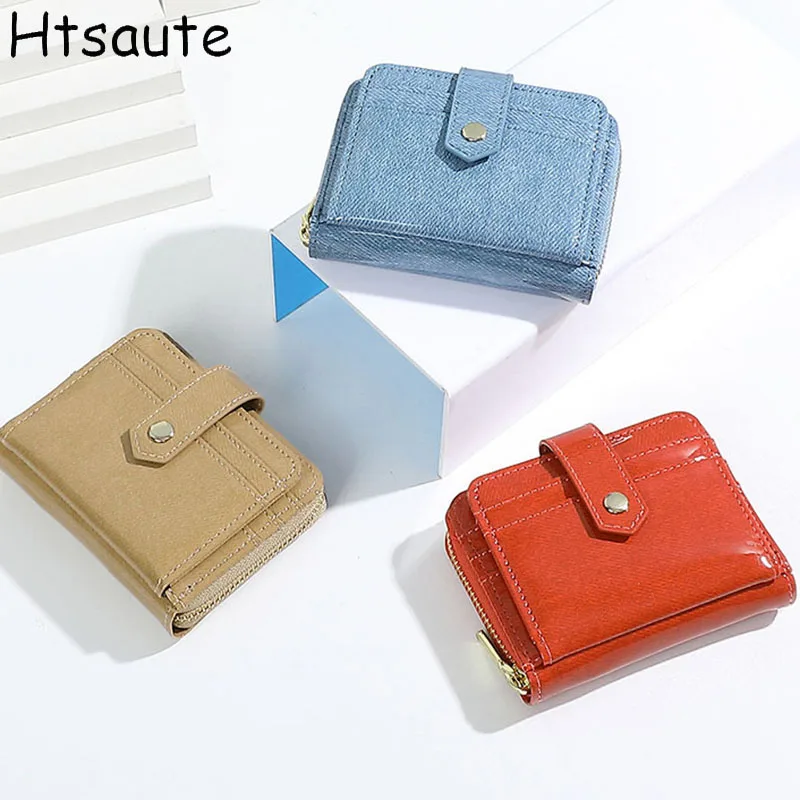 Women's Short Zipper Wallets Thin Card Holder with Pull-Out Id Window, Stylish Ultra-Thin Wallet Daily Use billeteras de mujer