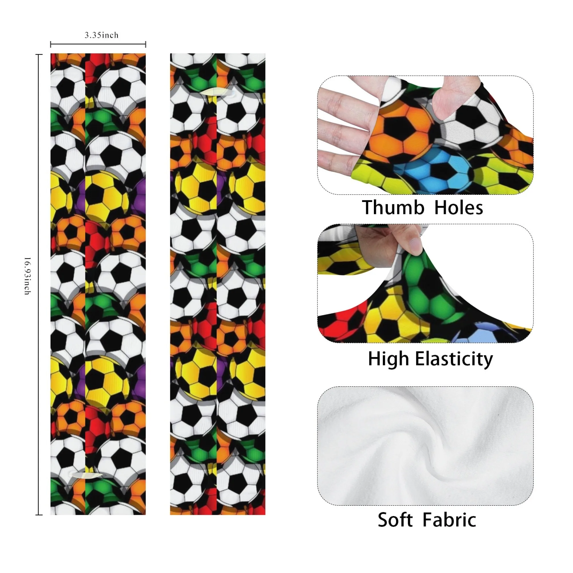 Maniche con stampa calcio felice cartone animato novità divertenti maniche protettive morbide traspiranti antiscivolo comode moda unisex