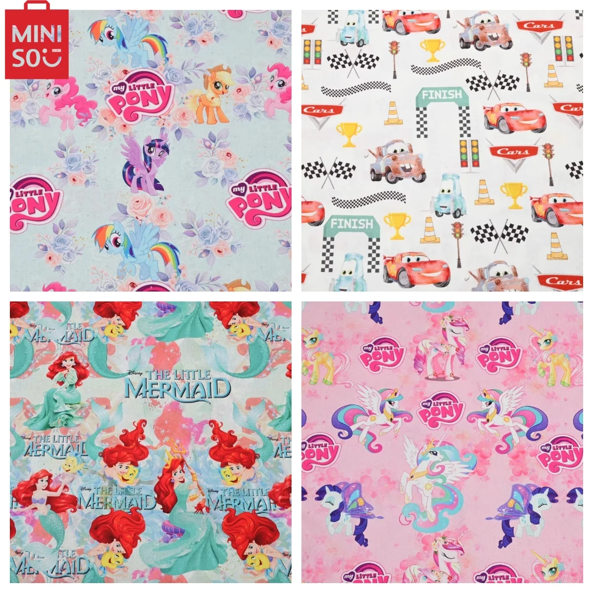 Miniso My Little Pony Disney Mermaid 100 Cotton Fabric For Sewing Patchwork DIY Quilting Fabric Sew Child Clothes Dress Material